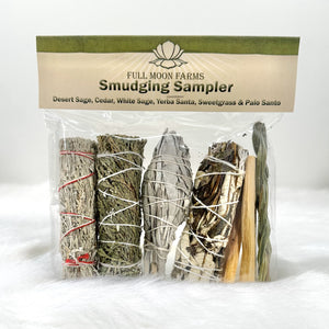 Smudging Sampler Assortment, Sage, Cedar, Palo Santo, Sweetgrass, Yerba Santa