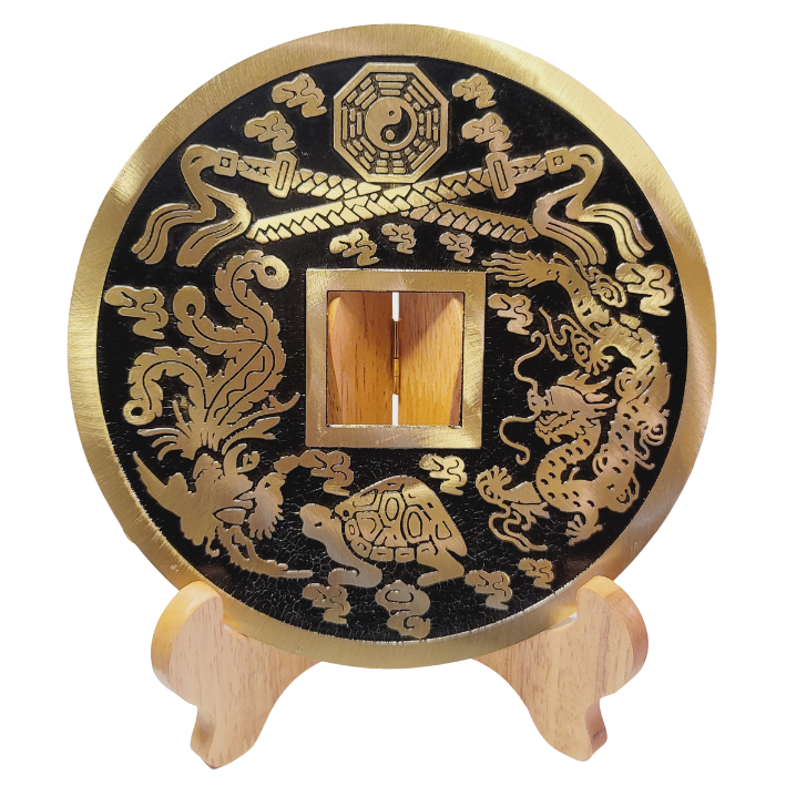 Lucky Coin (Celestial) with Wood Stand, Large