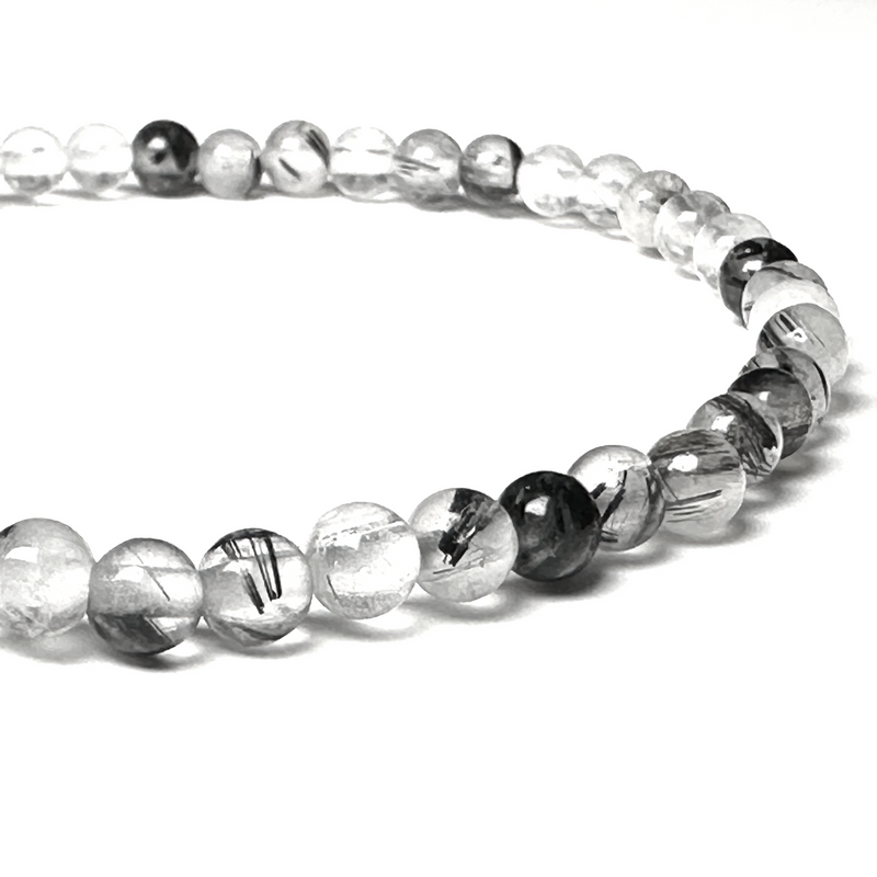 Tourmalinated Quartz 4mm Bead Bracelet