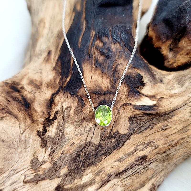 Peridot (Faceted) Sterling Silver Pendant w/Chain A