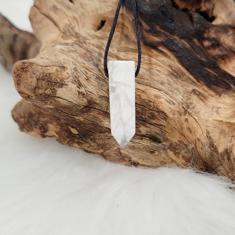 Howlite Drilled Point Pendant w/ Cord