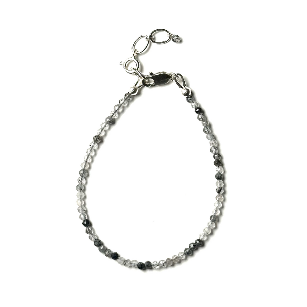 Tourmalinated Quartz Sterling Silver 2.5mm Faceted Bracelet