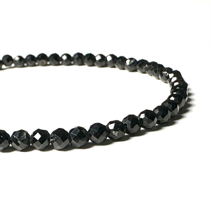 Tourmaline (Black) Sterling Silver 3mm Faceted Bracelet