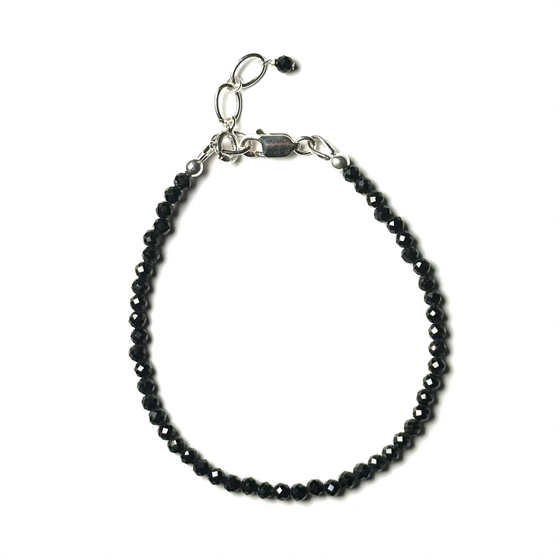 Tourmaline (Black) Sterling Silver 3mm Faceted Bracelet