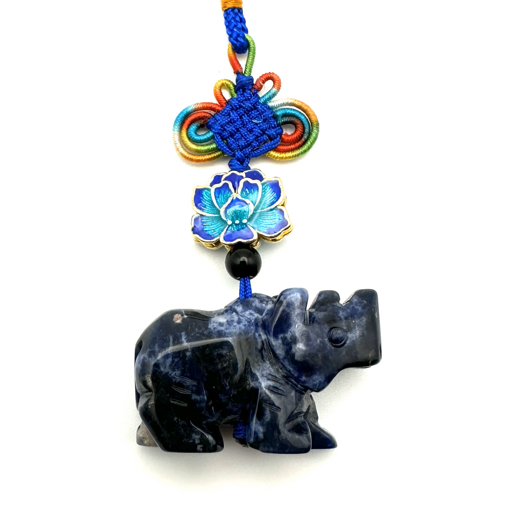 Blue Rhino with Lotus Charm