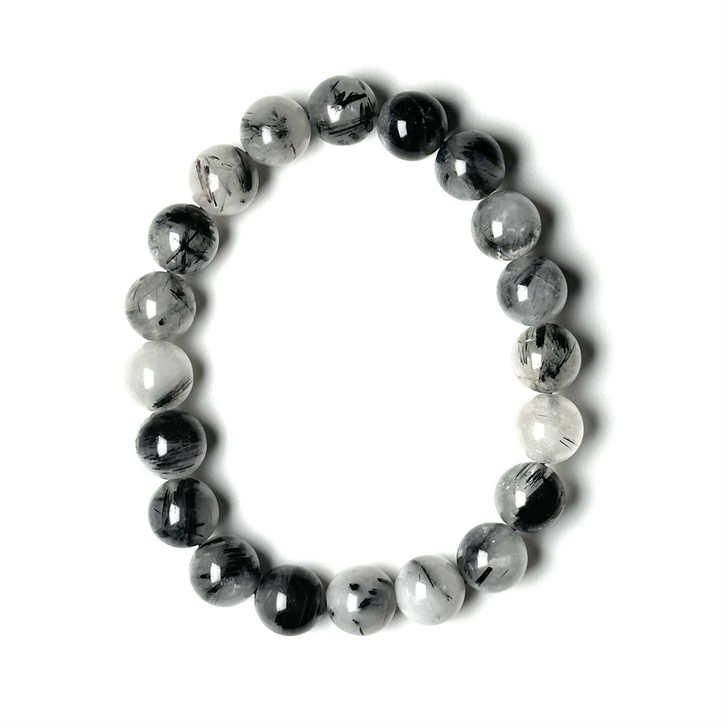 Tourmalinated Quartz 10mm Bead Bracelet