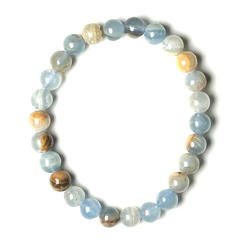 Lemurian Aquatine Calcite 6.5-7.5mm Bracelet