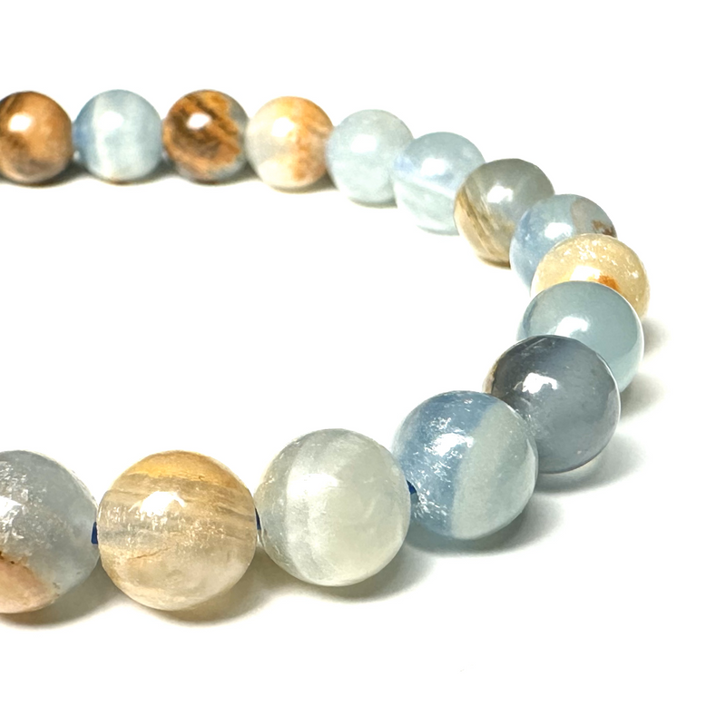 Lemurian Aquatine Calcite 6.5-7.5mm Bracelet