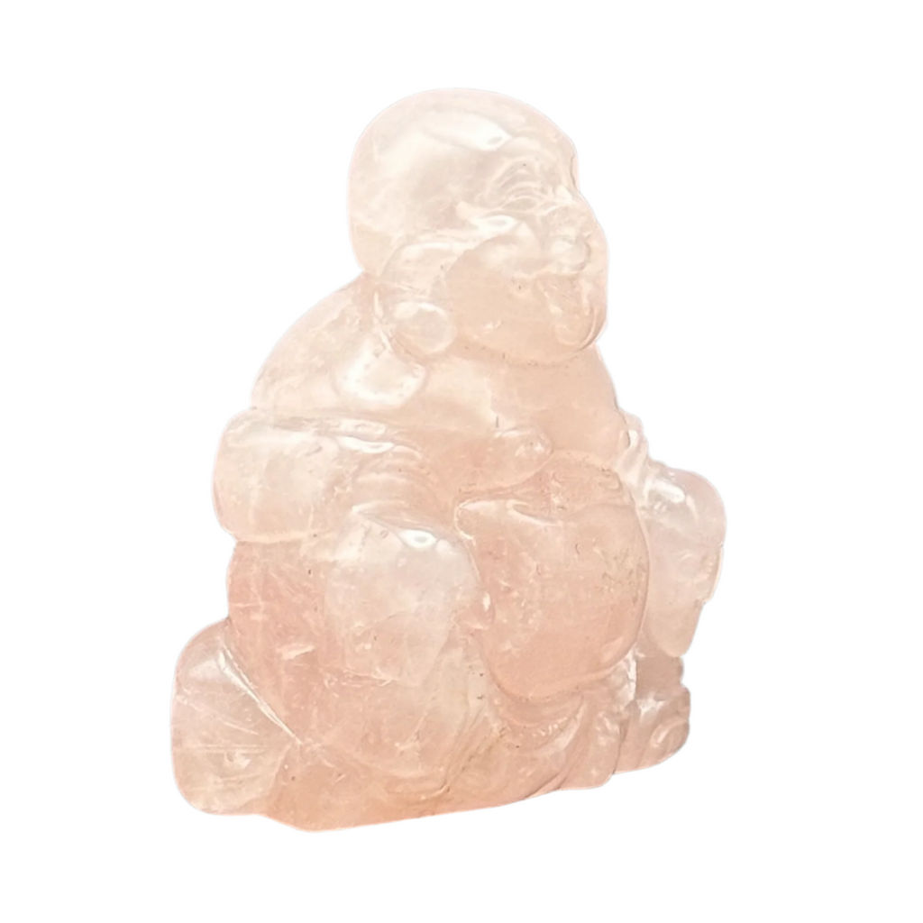 Laughing Buddha Rose Quartz Carving 1.75"