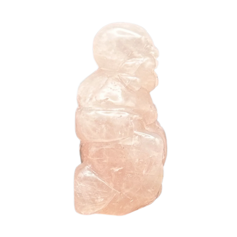 Laughing Buddha Rose Quartz Carving 1.75"