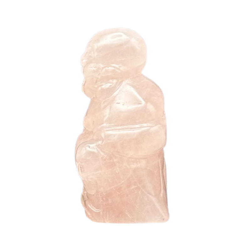 Laughing Buddha Rose Quartz Carving 1.75"