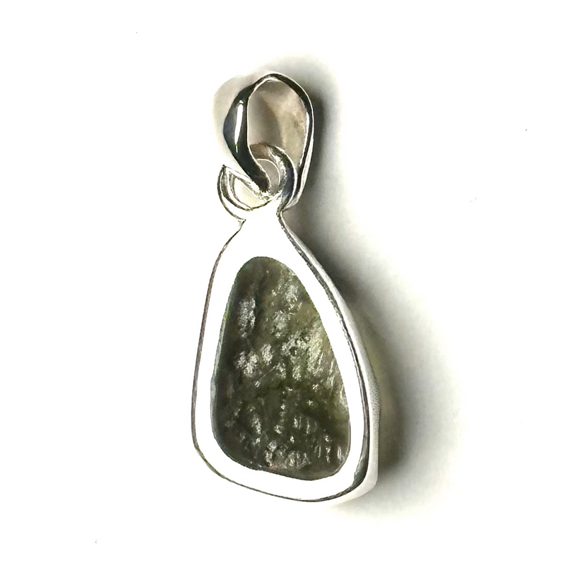 Moldavite Natural Sterling Silver Pendant G