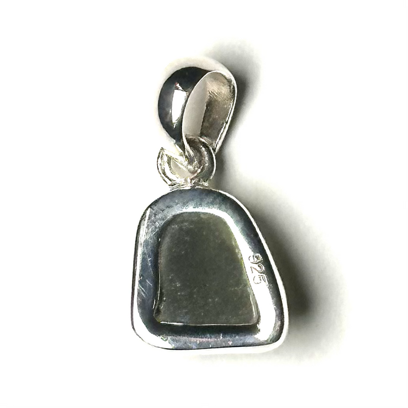 Moldavite Natural Sterling Silver Pendant H