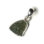 Moldavite Natural Sterling Silver Pendant H