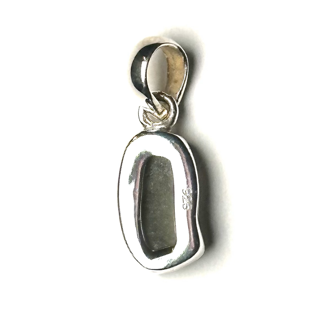 Moldavite Natural Sterling Silver Pendant J