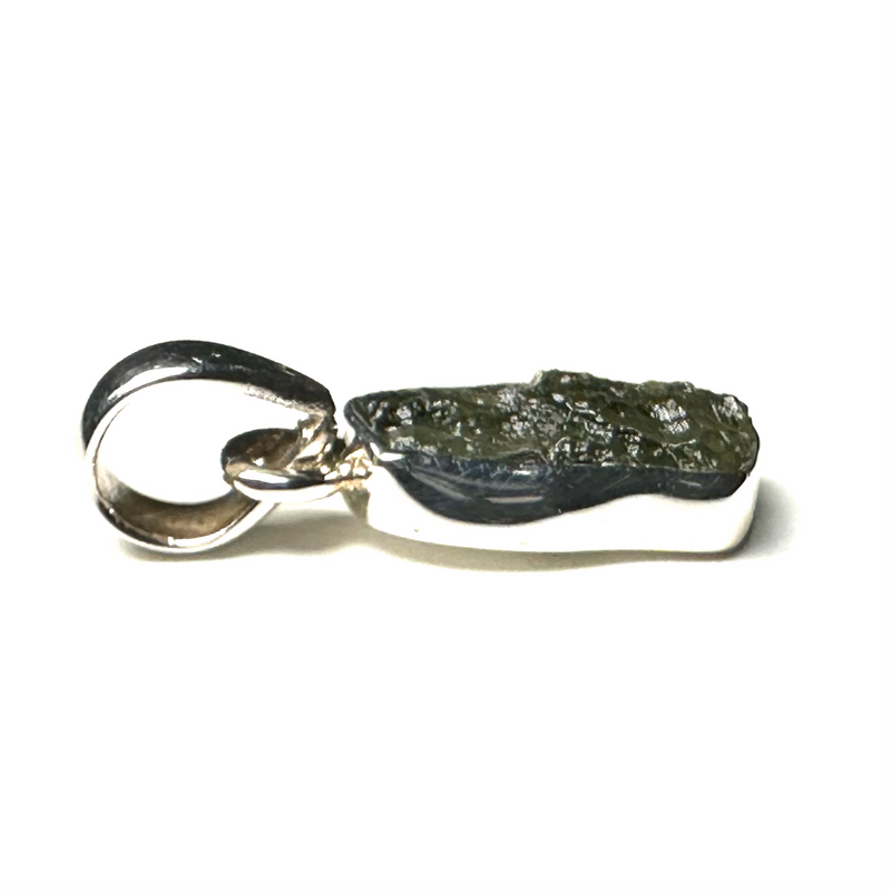 Moldavite Natural Sterling Silver Pendant J