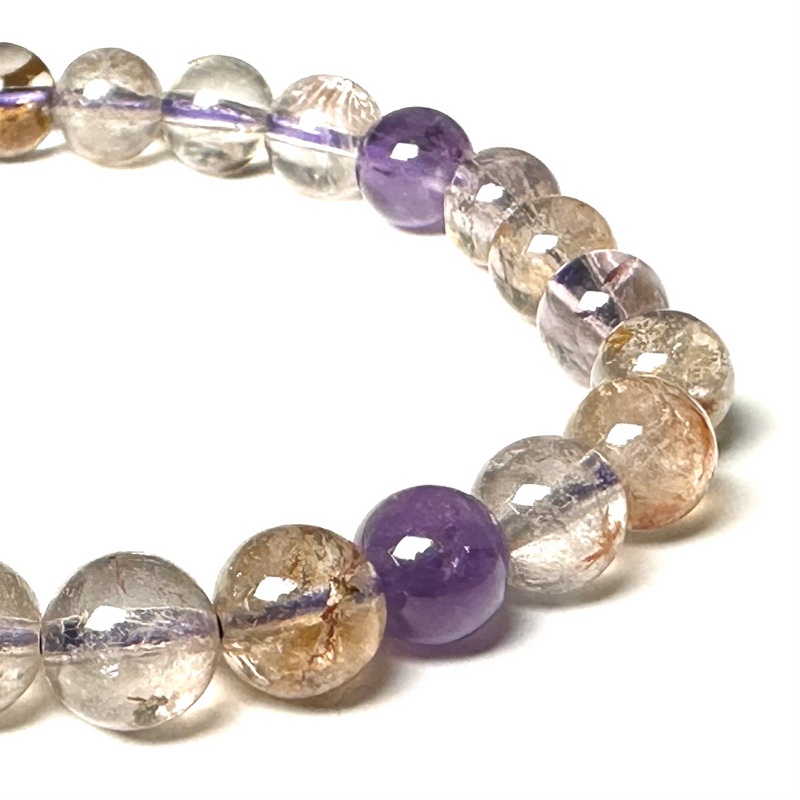 Amethyst + Fire Quartz 6.5-7.5mm Bracelet