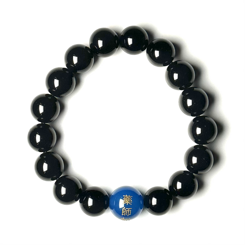 Obsidian (Black) Medicine Buddha 12-14mm Bracelet (M/L)