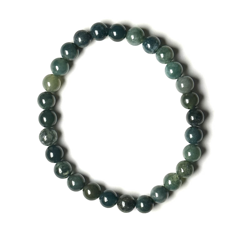 Agate (Moss) 6-6.5mm Bead Bracelet