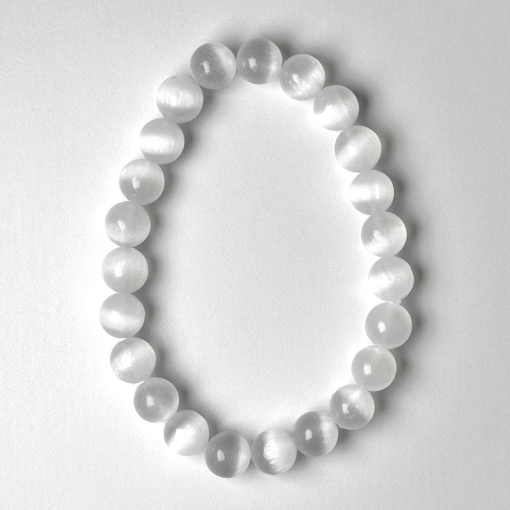 Selenite (Satin Spar, wax-coated) 7.5-8mm Bead Bracelet