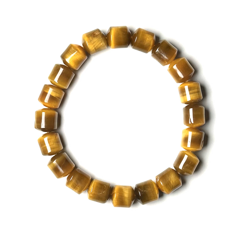 Tiger's Eye (Gold) 9mm Barrel Bead Bracelet