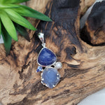 Tanzanite, Blue Chalcedony, Pearl Sterling Silver Pendant