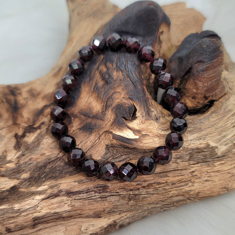 Garnet 8mm (Faceted) Bead Bracelet