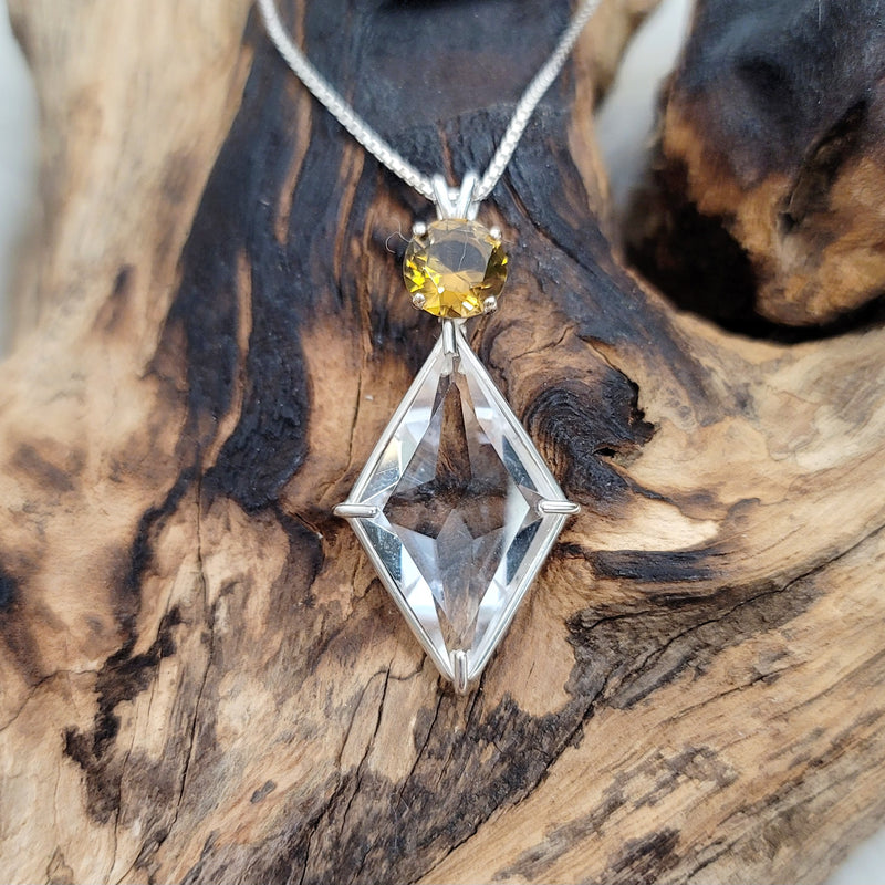 JF Clear Quartz Ascension Star™, Citrine: SS Pendant & Chain