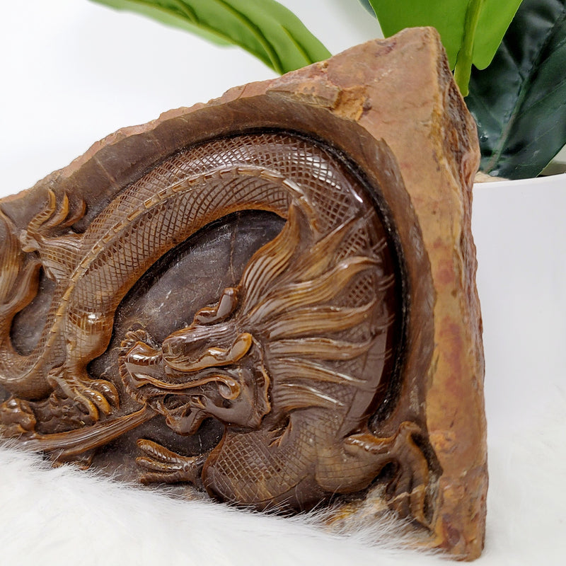 Tiger's Eye (Gold) Dragon Carving C