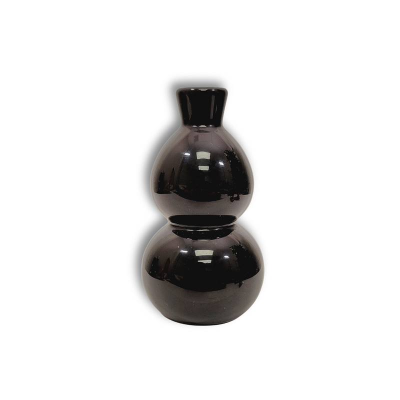 Hu-Lu Medicine Gourd, Black Obsidian 3.45" x 1.9"-1.95"