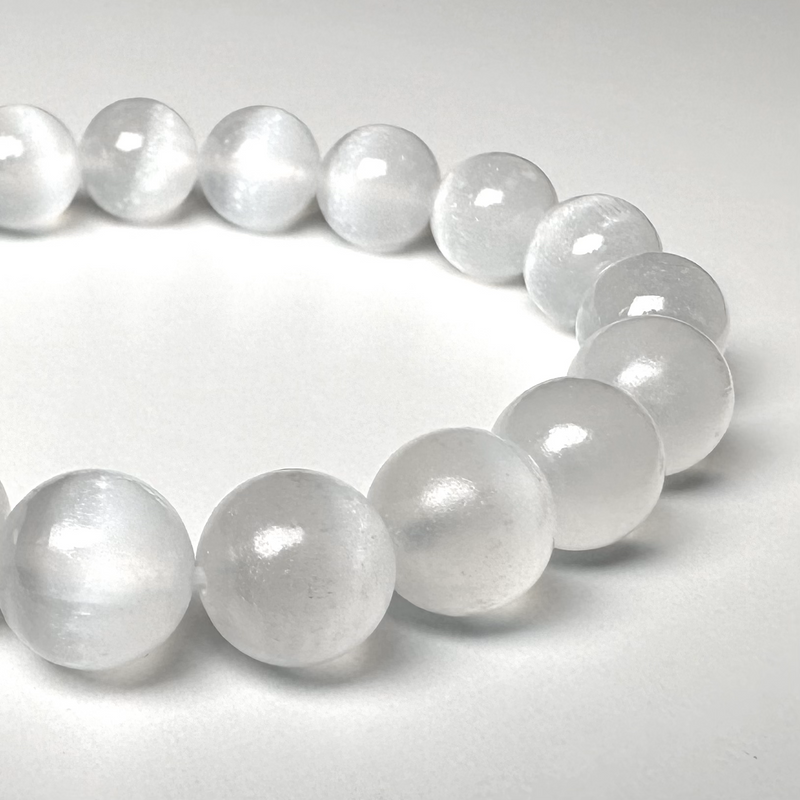 Selenite (Satin Spar, wax-coated) 10-11mm Bracelet