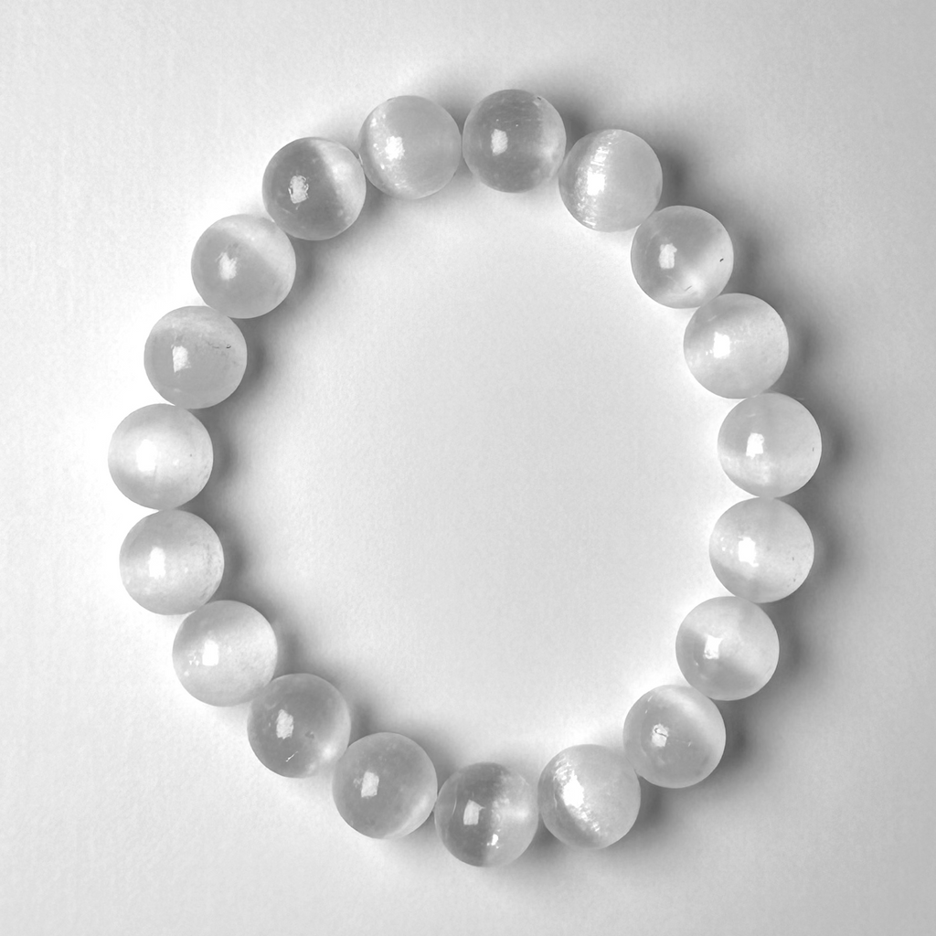 Selenite (Satin Spar, wax-coated) 10-11mm Bead Bracelet