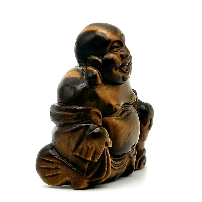 Laughing Buddha Tiger's Eye Carving 1.75"