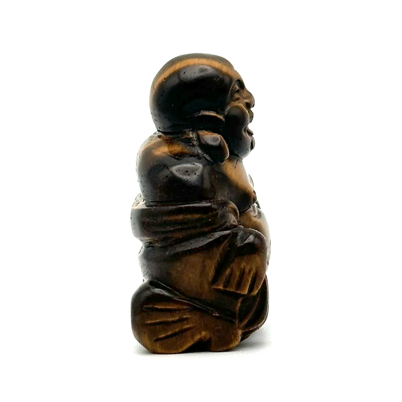 Laughing Buddha Tiger's Eye Carving 1.75"