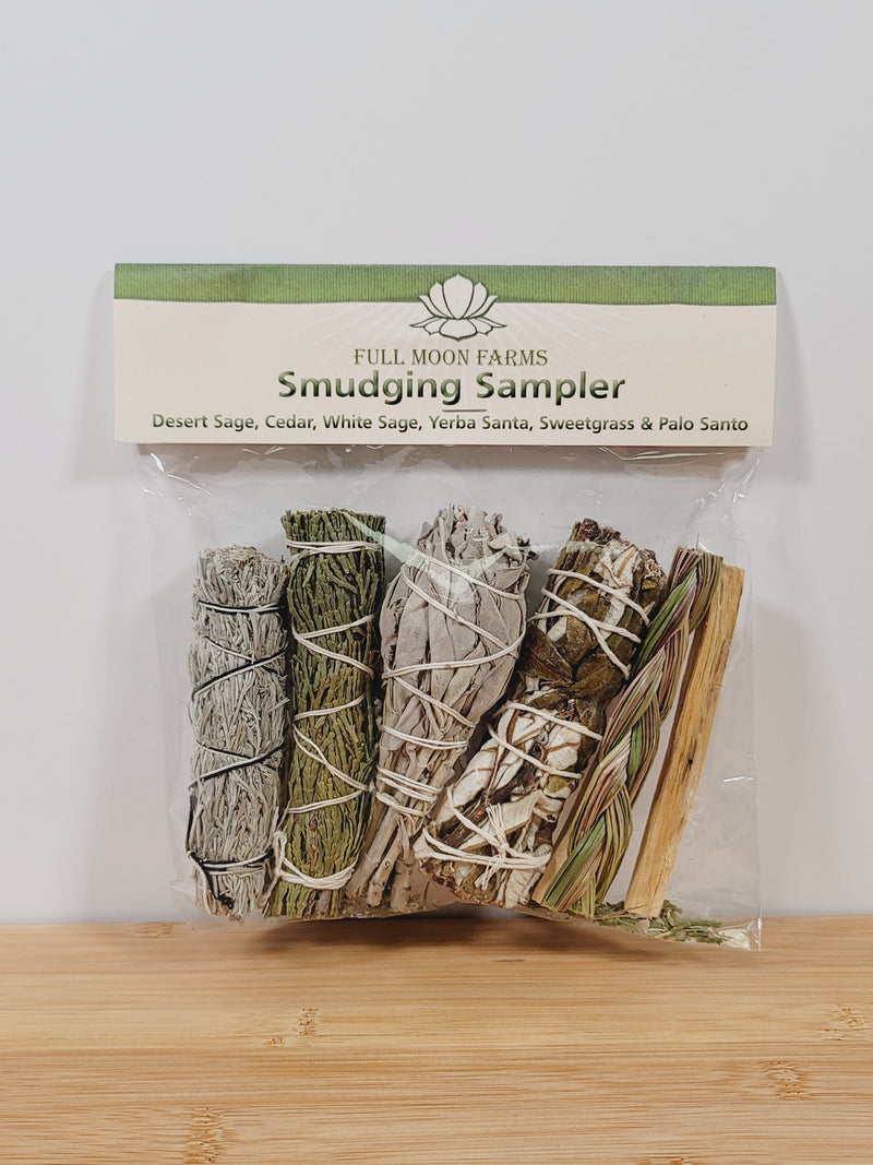 Smudging Sampler: Desert Sage, Cedar, White Sage, Yerba Santa, Sweetgrass & Palo Santo