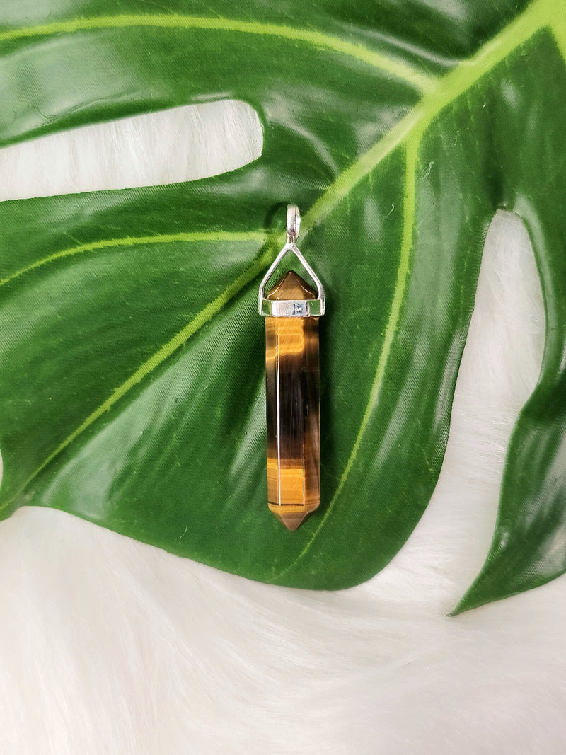 Tiger's Eye (Gold) Sterling Silver Point Pendant (Lg)